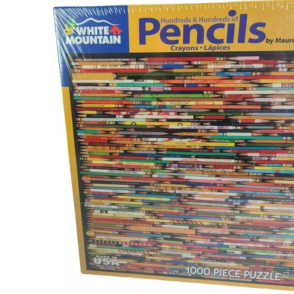 White Mountain Puzzle Pencils Collage by Maureen Rupprecht 1000 Piece Jigsaw New